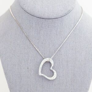 Vintage Silver Hollow Heart Necklace 20 inch by Avon
